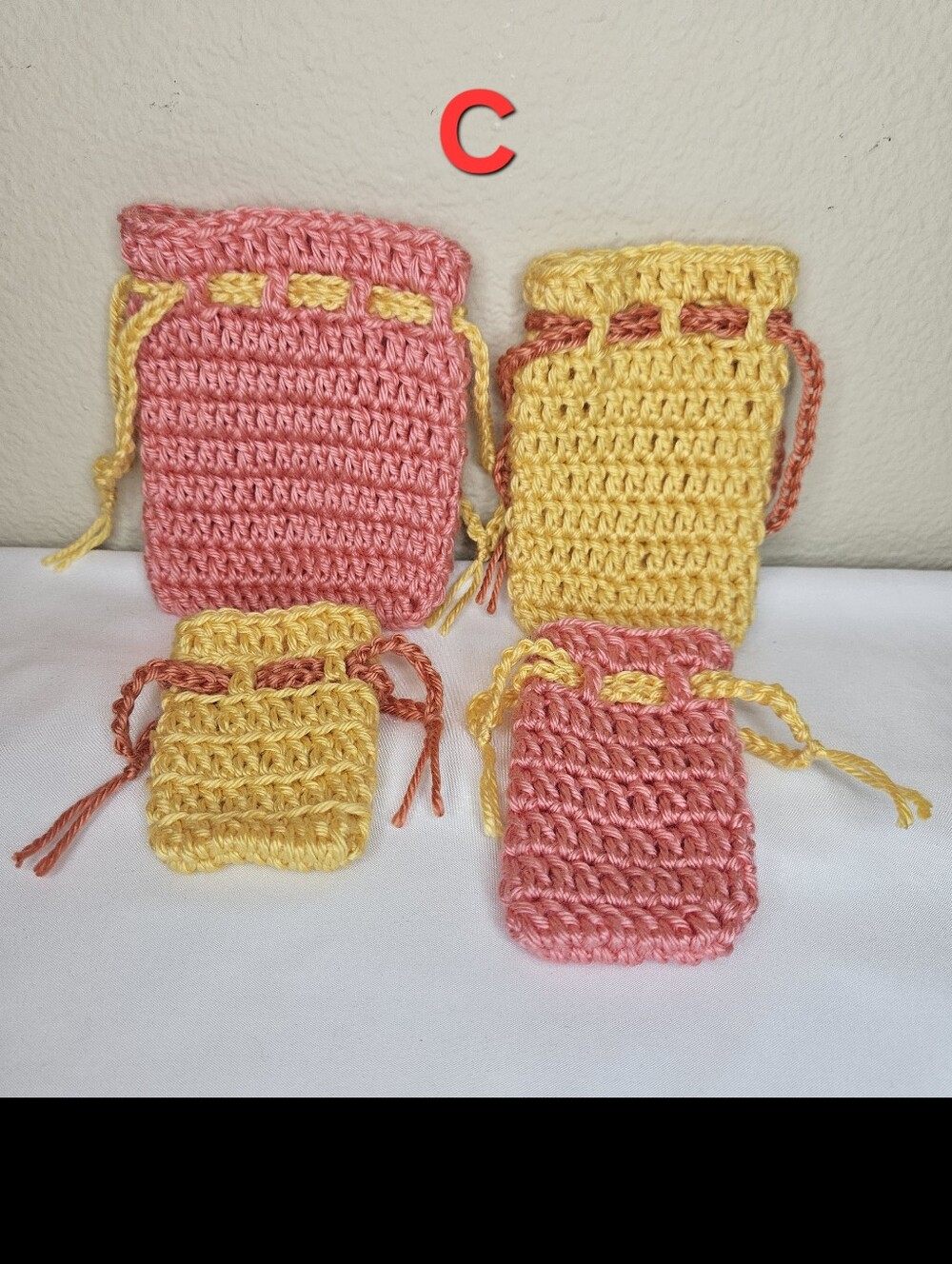 Set Of 4 Handmade Crochet Drawstring Pouches | Pick 1 Set - Picture 4 of 5